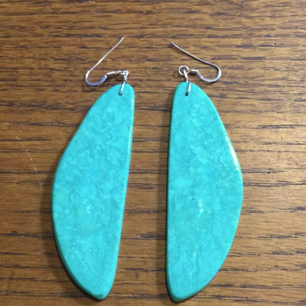 Native American Turquoise Slab Earrings